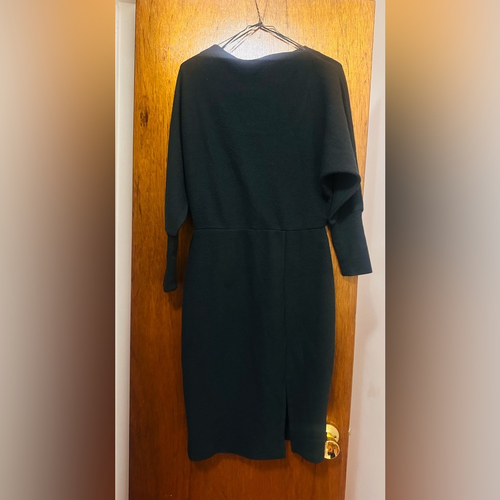 Chenault Blue One Shoulder Dolman Sleeve Sheath Dress